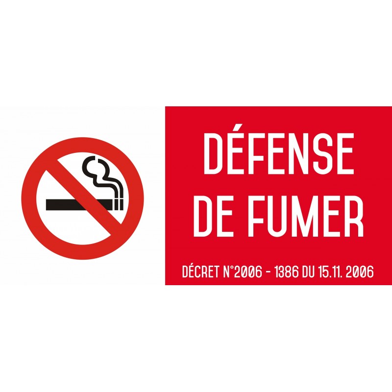 Autocollant vinyl - Défense de fumer - L.200 x H.100 mm